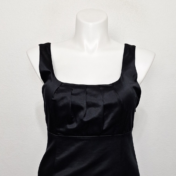 Banana Republic Black Quiet Luxury Minimalist Silk Blend Sheath Midi Dress Sz.12 - Picture 2 of 13